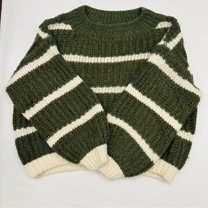 Miracle Olive and Cream Striped Sweater
